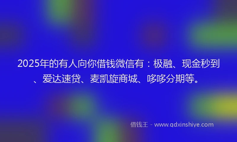 2025年的有人向你借钱微信有：极融、现金秒到、爱达速贷、麦凯旋商城、哆哆分期等。