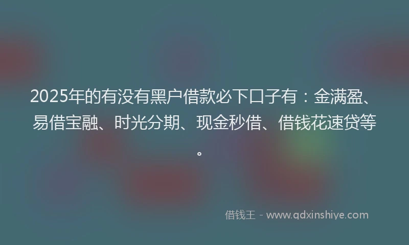 2025年的有没有黑户借款必下口子有：金满盈、易借宝融、时光分期、现金秒借、借钱花速贷等。