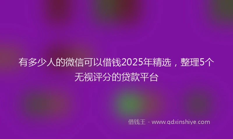有多少人的微信可以借钱2025年精选，整理5个无视评分的贷款平台