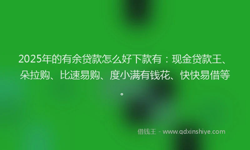 2025年的有余贷款怎么好下款有：现金贷款王、朵拉购、比速易购、度小满有钱花、快快易借等。