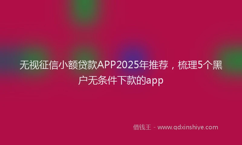 无视征信小额贷款APP2025年推荐，梳理5个黑户无条件下款的app