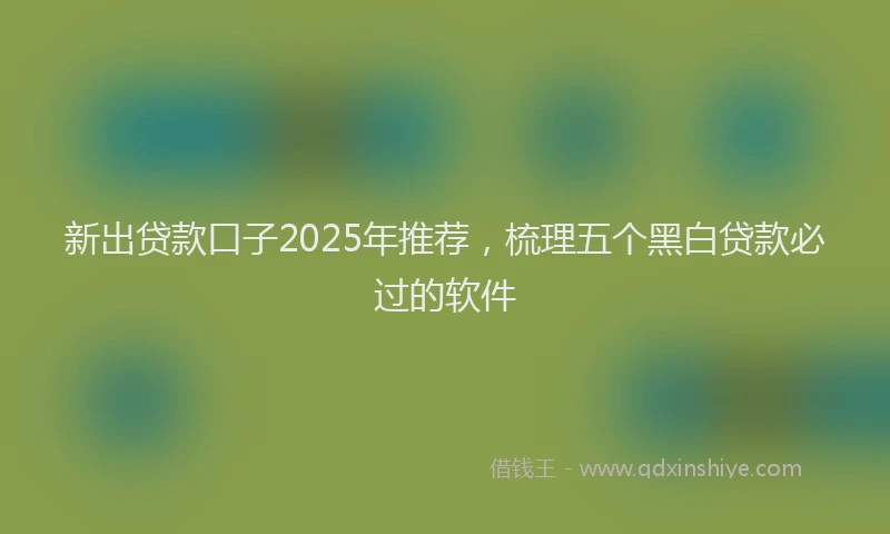 新出贷款口子2025年推荐，梳理五个黑白贷款必过的软件