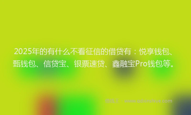 2025年的有什么不看征信的借贷有：悦享钱包、甄钱包、信贷宝、银票速贷、鑫融宝Pro钱包等。