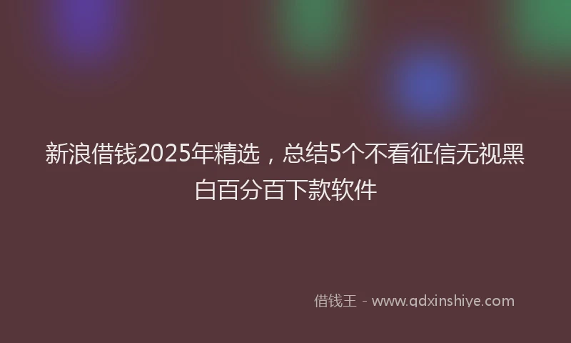 新浪借钱2025年精选，总结5个不看征信无视黑白百分百下款软件
