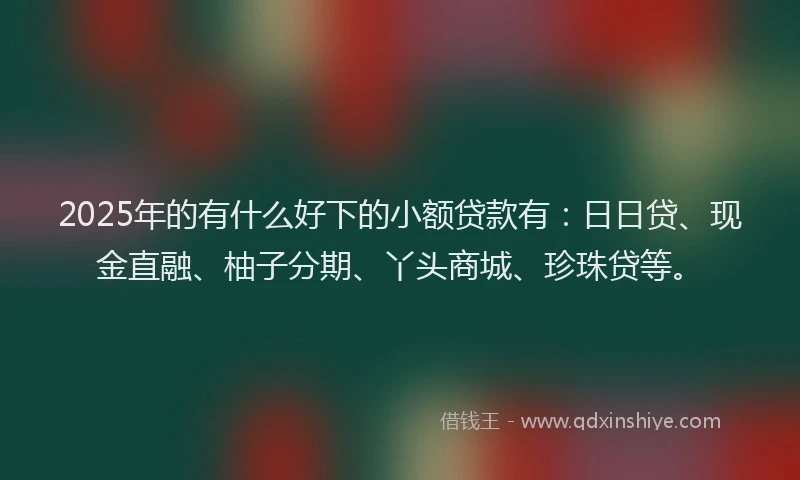 2025年的有什么好下的小额贷款有：日日贷、现金直融、柚子分期、丫头商城、珍珠贷等。
