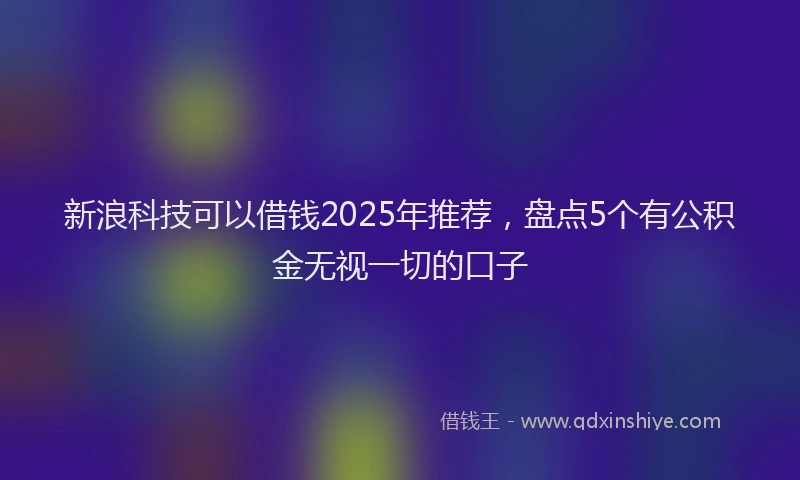 新浪科技可以借钱2025年推荐，盘点5个有公积金无视一切的口子