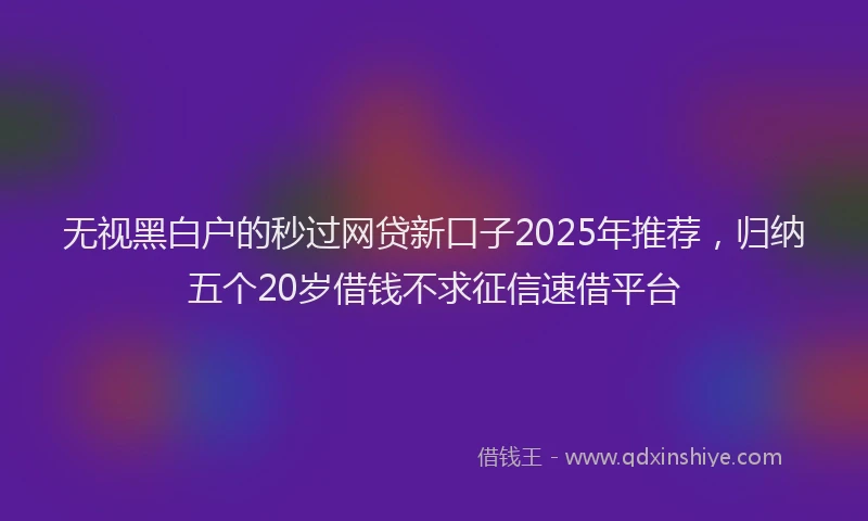 无视黑白户的秒过网贷新口子2025年推荐，归纳五个20岁借钱不求征信速借平台