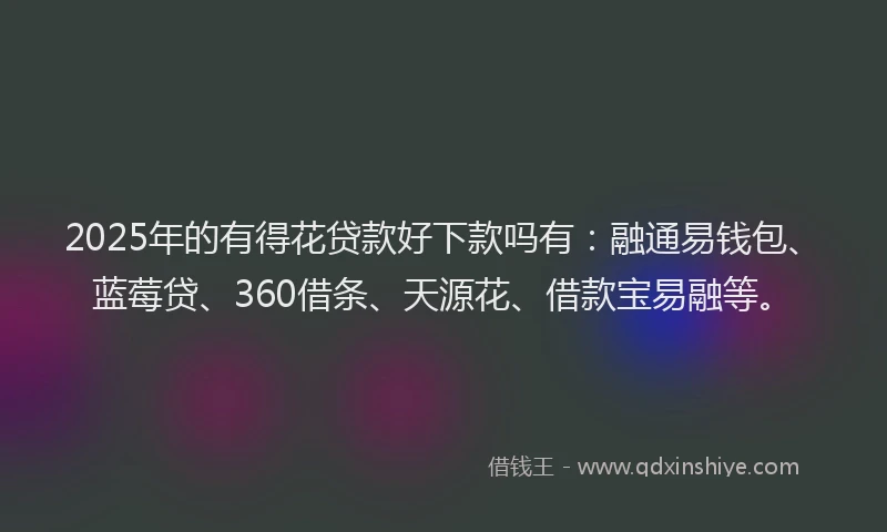 2025年的有得花贷款好下款吗有：融通易钱包、蓝莓贷、360借条、天源花、借款宝易融等。