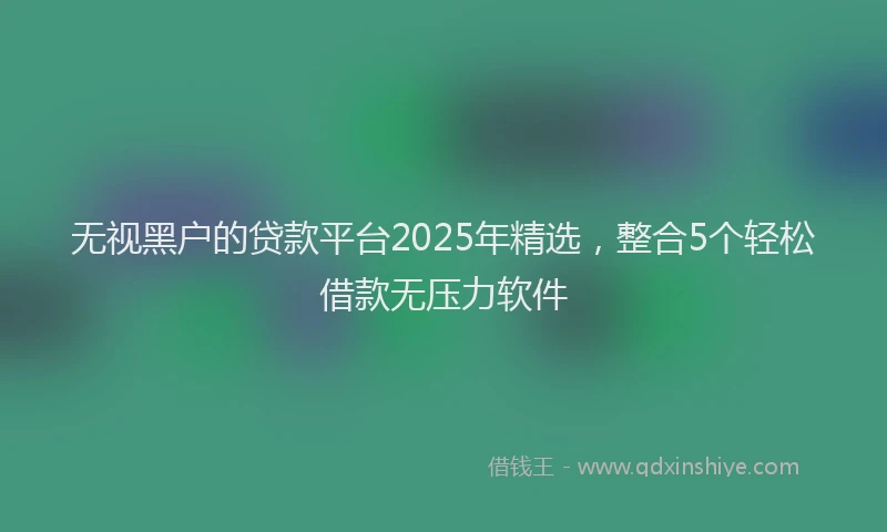 无视黑户的贷款平台2025年精选，整合5个轻松借款无压力软件