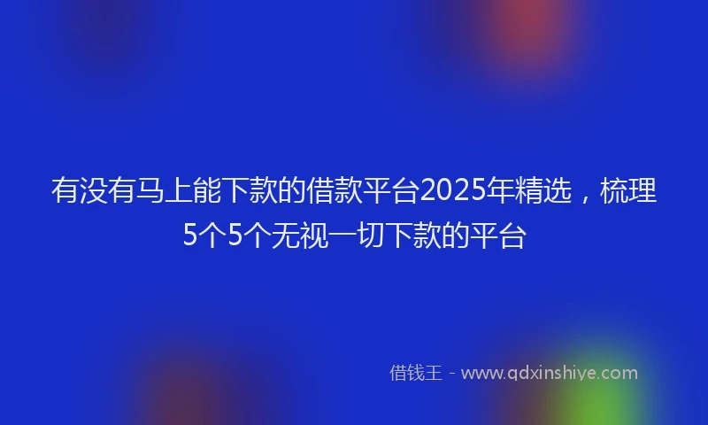 有没有马上能下款的借款平台2025年精选，梳理5个5个无视一切下款的平台