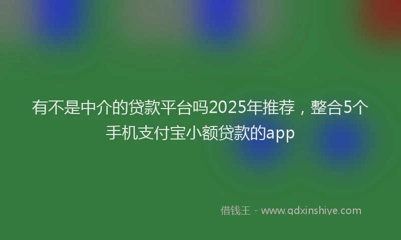 有不是中介的贷款平台吗2025年推荐，整合5个手机支付宝小额贷款的app