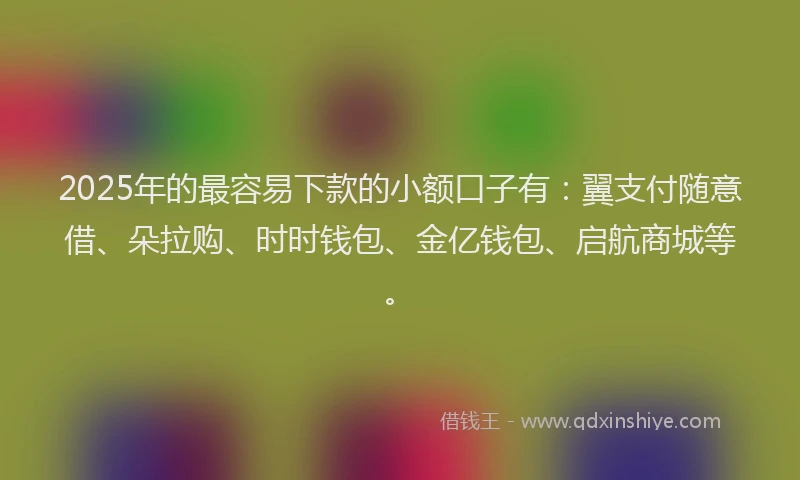 2025年的最容易下款的小额口子有：翼支付随意借、朵拉购、时时钱包、金亿钱包、启航商城等。