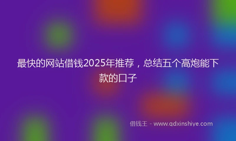 最快的网站借钱2025年推荐，总结五个高炮能下款的口子