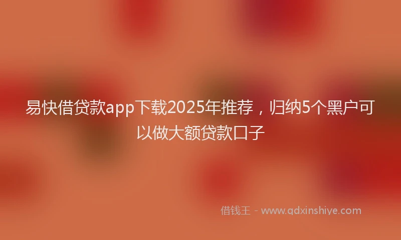易快借贷款app下载2025年推荐，归纳5个黑户可以做大额贷款口子