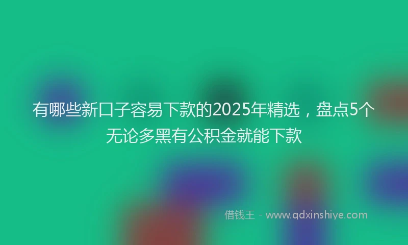 有哪些新口子容易下款的2025年精选，盘点5个无论多黑有公积金就能下款