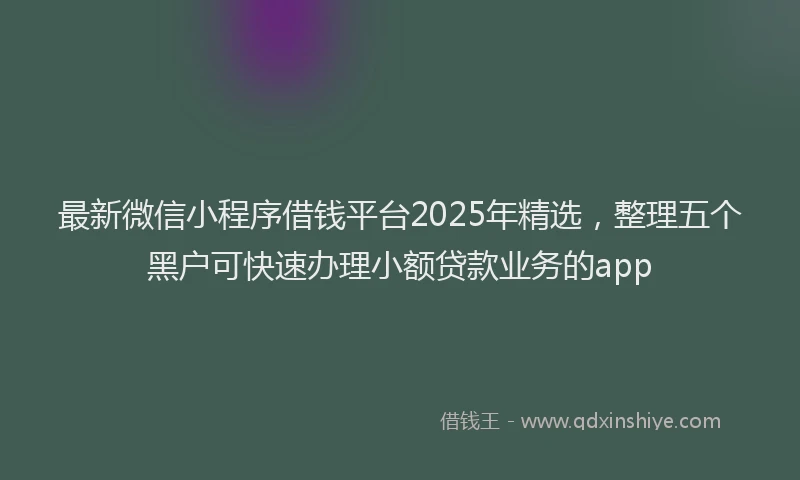 最新微信小程序借钱平台2025年精选，整理五个黑户可快速办理小额贷款业务的app