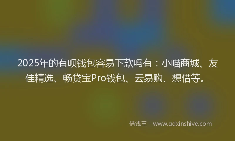 2025年的有呗钱包容易下款吗有：小喵商城、友佳精选、畅贷宝Pro钱包、云易购、想借等。
