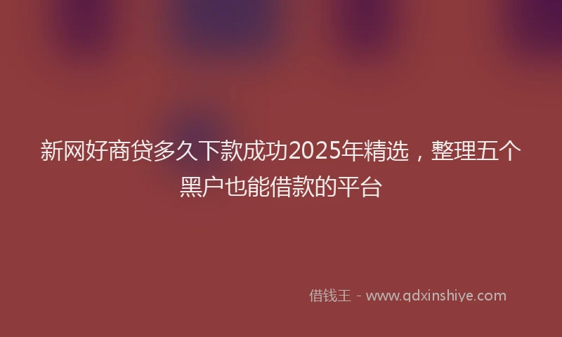 新网好商贷多久下款成功2025年精选，整理五个黑户也能借款的平台