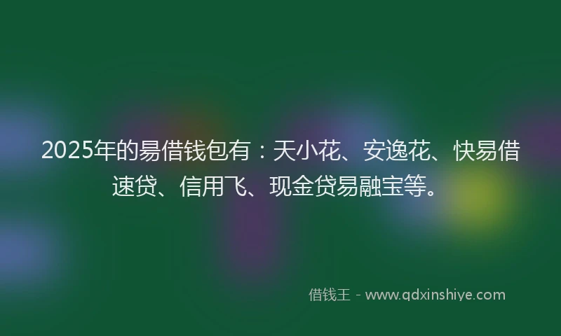 2025年的昜借钱包有：天小花、安逸花、快易借速贷、信用飞、现金贷易融宝等。