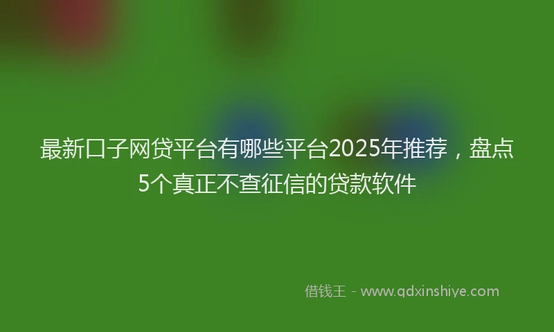 最新口子网贷平台有哪些平台2025年推荐，盘点5个真正不查征信的贷款软件
