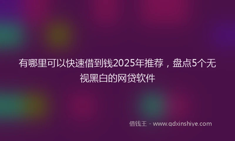 有哪里可以快速借到钱2025年推荐，盘点5个无视黑白的网贷软件