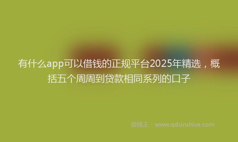 有什么app可以借钱的正规平台2025年精选，概括五个周周到贷款相同系列的口子