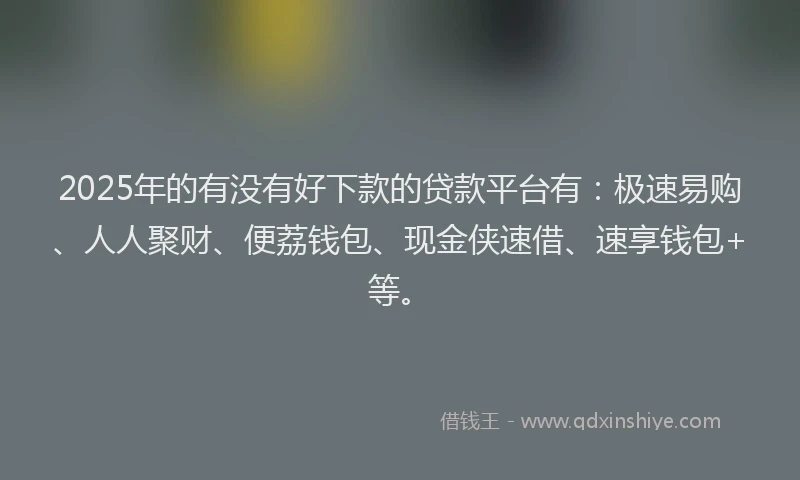 2025年的有没有好下款的贷款平台有：极速易购、人人聚财、便荔钱包、现金侠速借、速享钱包+等。