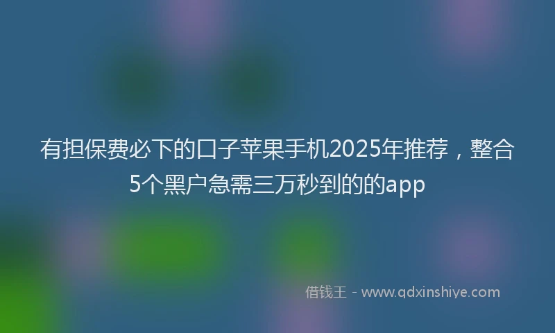 有担保费必下的口子苹果手机2025年推荐，整合5个黑户急需三万秒到的的app