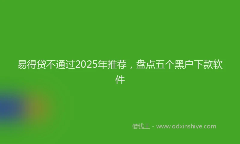 易得贷不通过2025年推荐，盘点五个黑户下款软件