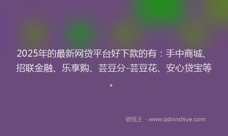 2025年的最新网贷平台好下款的有：手中商城、招联金融、乐享购、芸豆分-芸豆花、安心贷宝等。