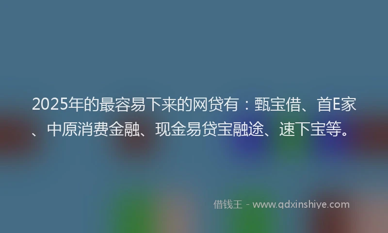 2025年的最容易下来的网贷有：甄宝借、首E家、中原消费金融、现金易贷宝融途、速下宝等。