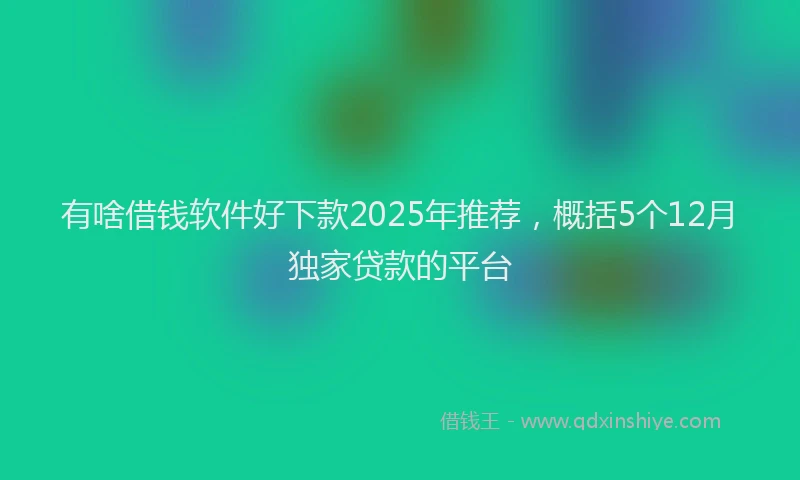 有啥借钱软件好下款2025年推荐，概括5个12月独家贷款的平台