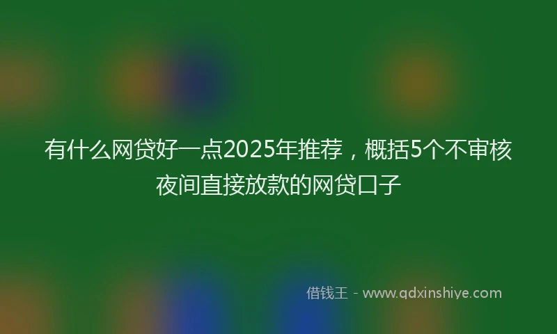 有什么网贷好一点2025年推荐，概括5个不审核夜间直接放款的网贷口子