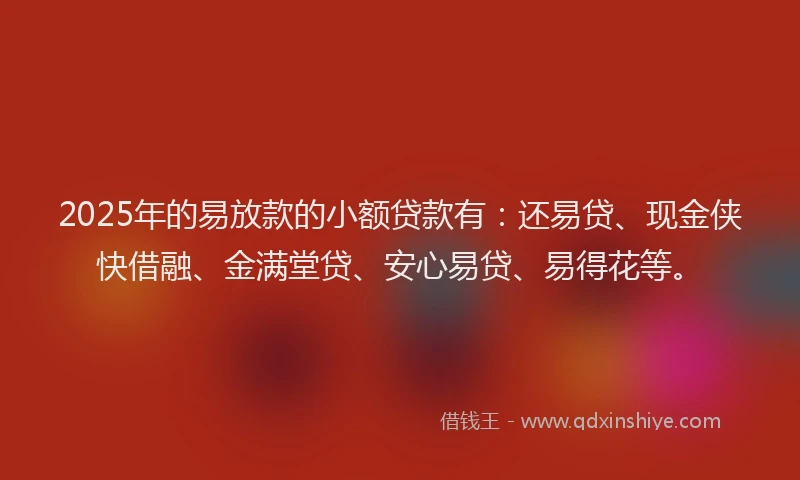 2025年的易放款的小额贷款有：还易贷、现金侠快借融、金满堂贷、安心易贷、易得花等。