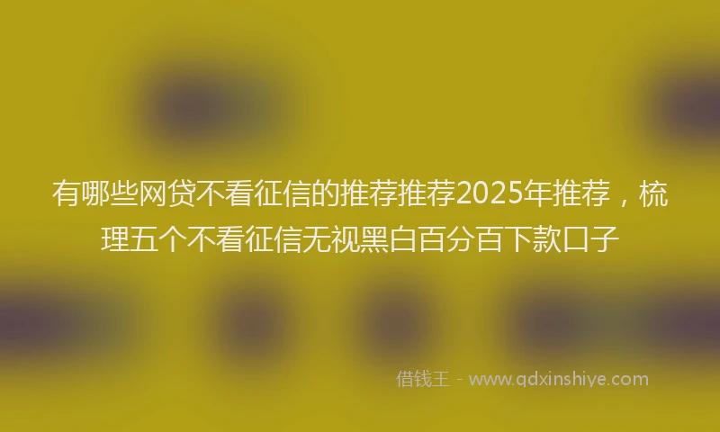 有哪些网贷不看征信的推荐推荐2025年推荐，梳理五个不看征信无视黑白百分百下款口子