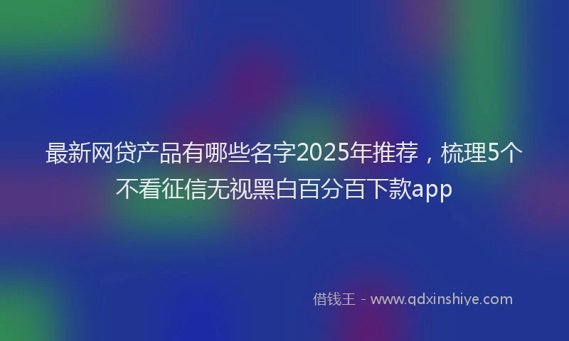 最新网贷产品有哪些名字2025年推荐，梳理5个不看征信无视黑白百分百下款app