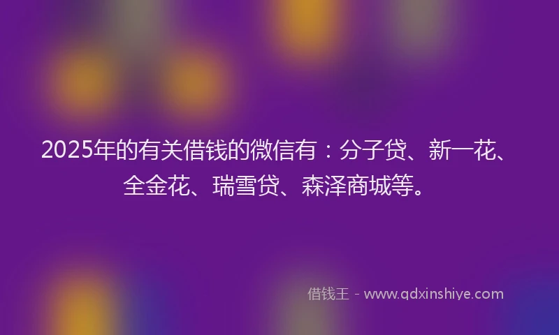 2025年的有关借钱的微信有：分子贷、新一花、全金花、瑞雪贷、森泽商城等。