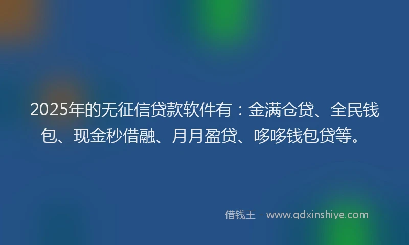 2025年的无征信贷款软件有：金满仓贷、全民钱包、现金秒借融、月月盈贷、哆哆钱包贷等。