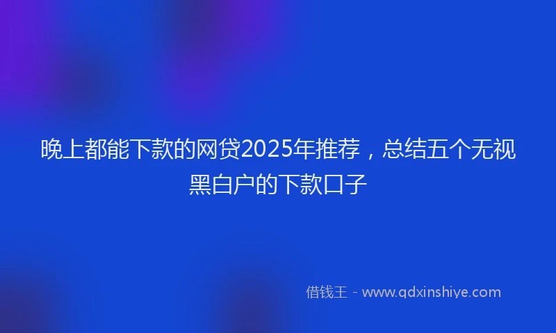 晚上都能下款的网贷2025年推荐，总结五个无视黑白户的下款口子