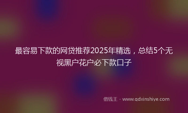 最容易下款的网贷推荐2025年精选，总结5个无视黑户花户必下款口子