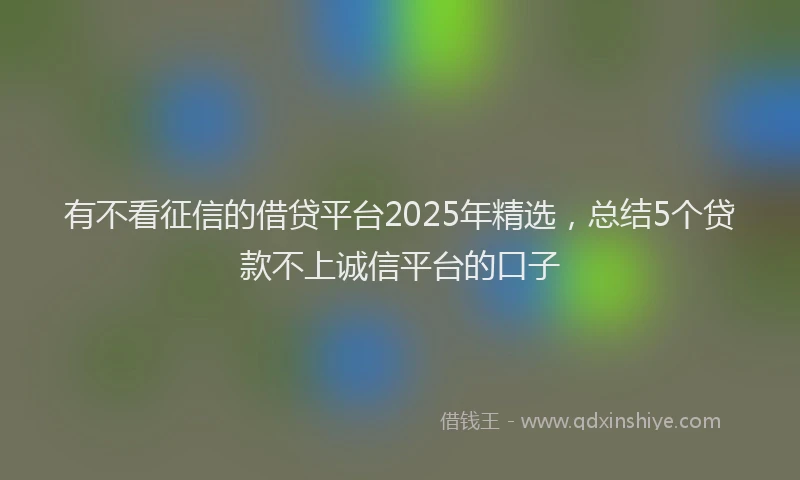 有不看征信的借贷平台2025年精选，总结5个贷款不上诚信平台的口子