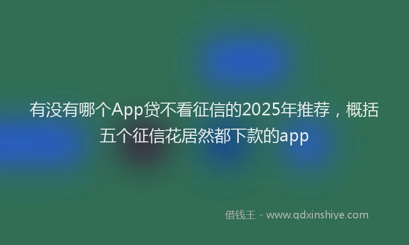 有没有哪个App贷不看征信的2025年推荐，概括五个征信花居然都下款的app
