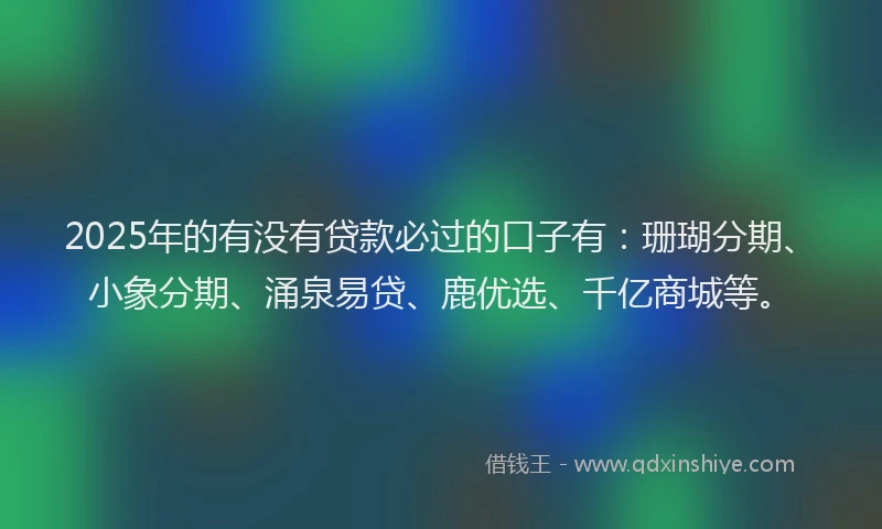 2025年的有没有贷款必过的口子有：珊瑚分期、小象分期、涌泉易贷、鹿优选、千亿商城等。
