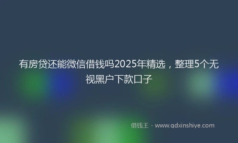 有房贷还能微信借钱吗2025年精选，整理5个无视黑户下款口子