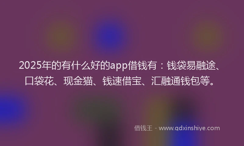 2025年的有什么好的app借钱有：钱袋易融途、口袋花、现金猫、钱速借宝、汇融通钱包等。