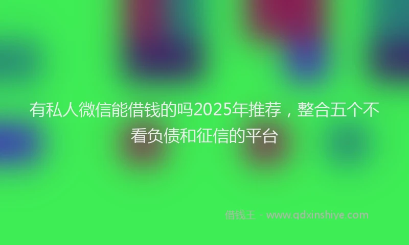 有私人微信能借钱的吗2025年推荐，整合五个不看负债和征信的平台