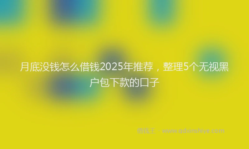 月底没钱怎么借钱2025年推荐，整理5个无视黑户包下款的口子