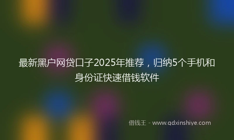 最新黑户网贷口子2025年推荐，归纳5个手机和身份证快速借钱软件