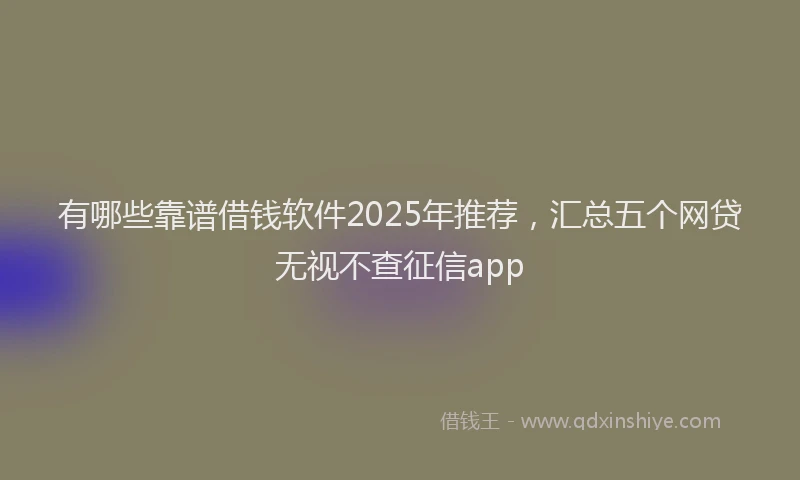 有哪些靠谱借钱软件2025年推荐，汇总五个网贷无视不查征信app