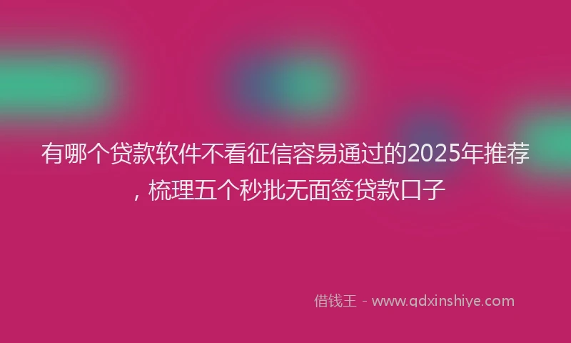 有哪个贷款软件不看征信容易通过的2025年推荐，梳理五个秒批无面签贷款口子